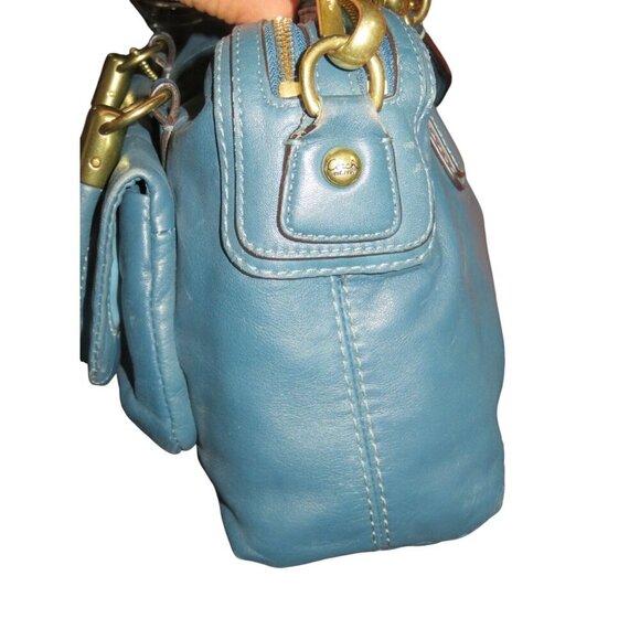 Coach 2010 Kristen Double Zip Leather Satchel in Teal Double Handle & Long strap - Picture 3 of 10